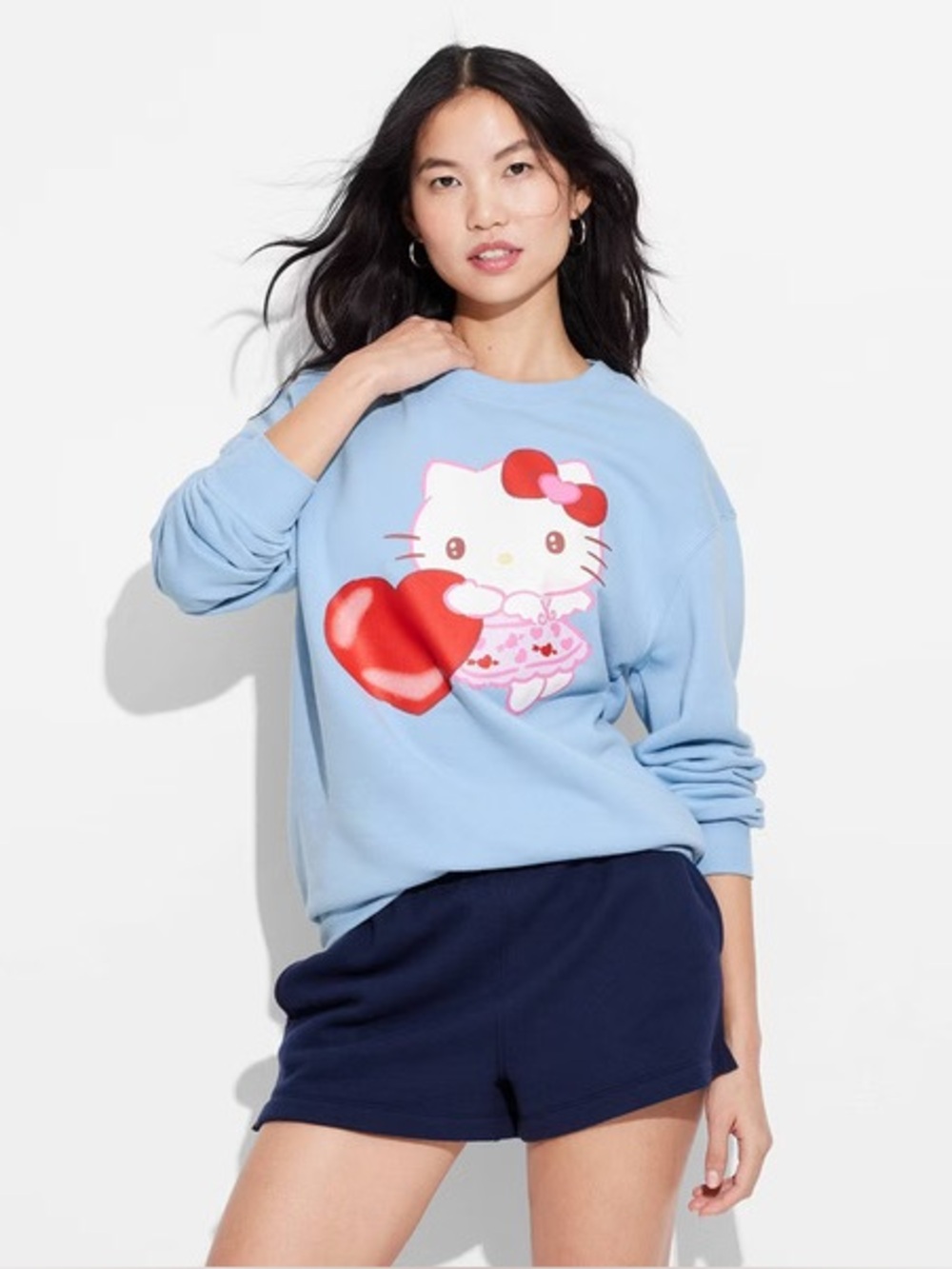 NEW Hello Kitty Sanrio Hybrid Blue Sweatshirt - Size XXL - Kawaii NWT K-Pop Poke